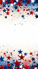 A red, white, and blue star pattern with a white background