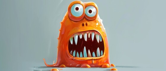 caries bacteria monster illustration wallpaper, very cartoonish and colorful