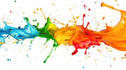 Wall Mural - Colorful paint splashing on white background