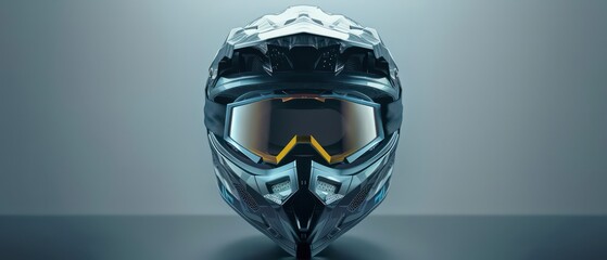 Wall Mural - adventure motorcycle helmet with mx goggles in a grey studio background