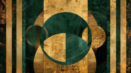 Canvas Print - green and gold print, abstract, geometric, gorgeous print, vertical print
