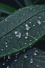 Sticker - a close-up of a leaf with water droplets on it