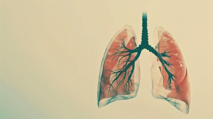 Wall Mural - Anatomical Lung Diagram: A high-quality anatomical diagram of the lungs, set against a plain background with space for descriptive text