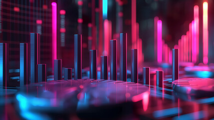 Poster - business data statistics 3d graph 