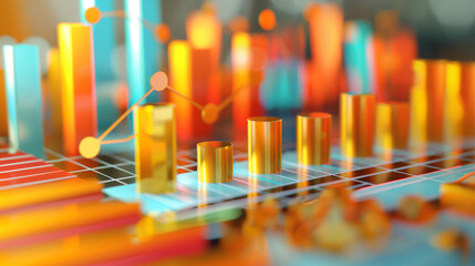 Poster - business data statistics 3d graph 