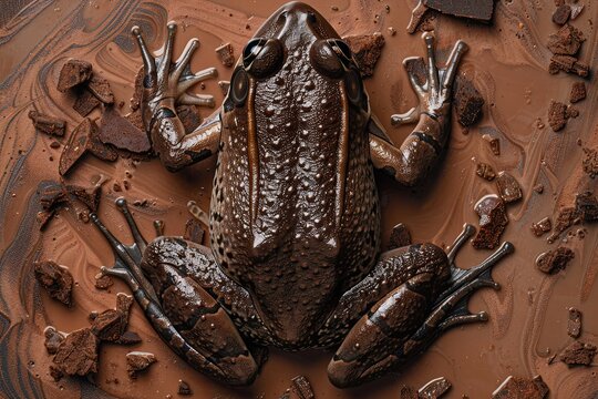 chocolate frog on brown background isolated