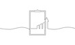 © Rully J - Continuous line drawing of clipbard . business growth graph. Illustration vector of  increasing arrow. single line art of  bar chart. object one line of sign symbol