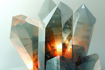 Abstract, geometric crystal shapes in a sleek, modern design. 