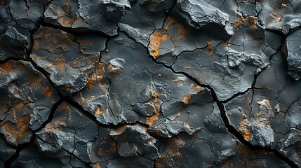 Wall Mural - An abstract scene of desert rocks, deep cracks and crevices formed by extreme temperatures, rich earthy hues, stark and dramatic texture, high contrast, hd quality, soft focus, detailed .