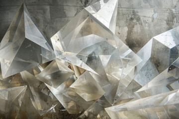 Abstract, geometric crystal shapes in a sleek, modern design. 