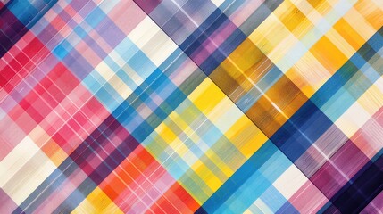 Poster - abstract background design with multicolored gingham pattern and intersecting striped texture for wa