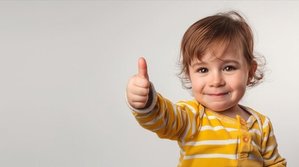 A child is giving a thumbs up.