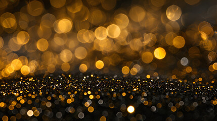 Fototapete - Golden glitter abstract background with bokeh defocused lights and stars,glitter gold lights grunge background, glitter defocused abstract Twinkly Lights Stars Christmas light Background
