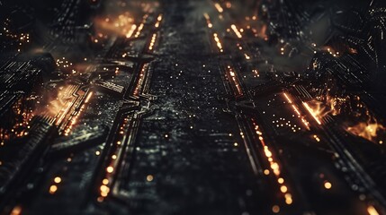 Poster - Futuristic digital landscape with glowing circuit patterns representing next-generation technology advancements, ample space on the left for text placement