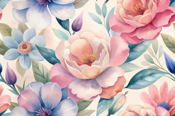 Wall Mural - Delicate floral watercolor design