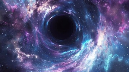 blue spiral galaxy with black hole