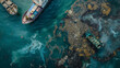 © Another Dimension - areal view of ocean full of trash and pollution