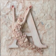 Wall Mural - Alphabet Art Letter A with a woman Portrait