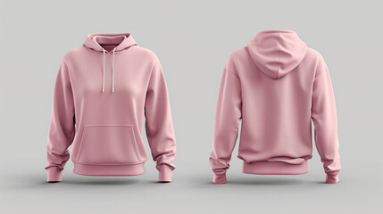 Wall Mural - mock up plain pink hoodie, seen from the front and back, Ai Generated Images