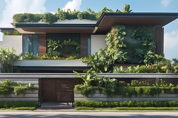 Wall Mural - A modern luxury home exterior design with a contemporary industrial aesthetic By Generated AI