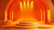 © Fathor - Stage podium with lighting, podium stage with for award ceremony on orange background,generative ai