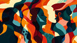 © Mala - Abstract illustration of diverse female silhouettes in vibrant colors. Digital art for poster, wallpaper, and print. Concept of unity and diversityabstract, illustration, female, silhouettes, vibrant,