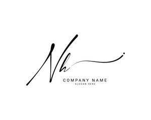 n h nh initial letter handwriting and signature logo