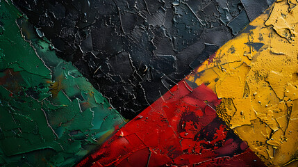 Sticker - Abstract texture background with color block of black, green, red and yellow celebrating Juneteenth