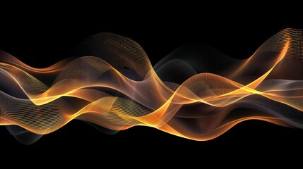 Wall Mural -  an orange and yellow wave of smoke against a black background