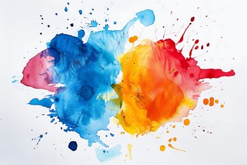 Wall Mural - A colorful paint splashes on a white background