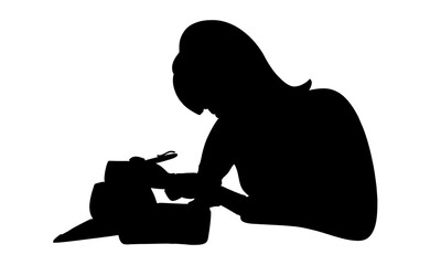 Wall Mural - silhouette of woman reading book