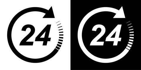 Fototapete - ofvs601 OutlineFilledVectorSign ofvs - 24 hours vector icon . isolated transparent . black outline filled version . AI 10 / EPS 10 . g11944