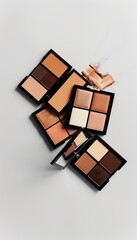 Aufkleber - Contouring and highlighter palettes arranged on a light background. Generative AI