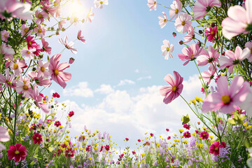 Wall Mural - pink flowers blooming in the spring garden