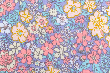 Wall Mural - Close up pattern flower on cloth fabric.