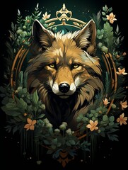 Wall Mural - Charming and Powerful Wolf T-Shirt Design on Black Background