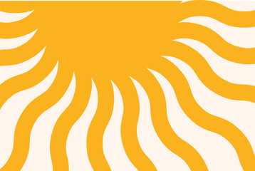 Wall Mural - Groovy retro abstract sun backgrounds. Organic doodle shapes in trendy naïve hippie style. Contemporary poster print banner template. vector illustration in yellow colors