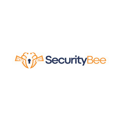 Wall Mural - security logo with modern and abstract bee vector graphics for brand identity