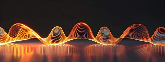 Poster - Undulating Metallic Cosine Wave   Rhythmic 3D Rendered Abstract Art