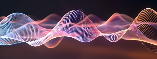 Poster - Wave Interference Vibrant Sine Wave Patterns in 3D Rendering