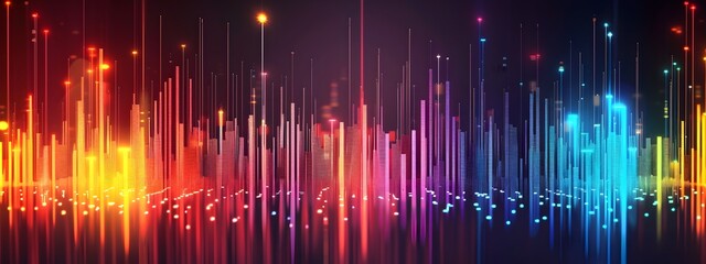 Poster - Vivid Frequency Spectrum Dynamic Visualization of Vibrant Sound Waves and Electromagnetic Signals