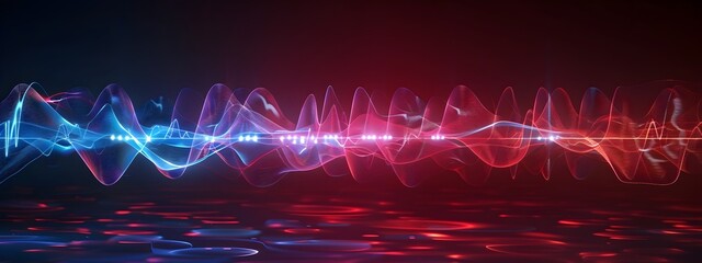 Poster - Pulsing Beat Frequency Waves in Vibrant Neon Gradient