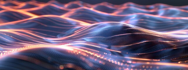 Poster - Vibrant Abstract Digital Wave Pattern Representing Microwave Frequencies and Energy