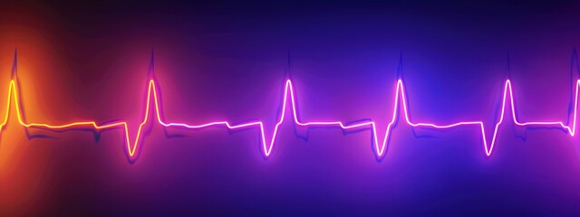 Poster - Vibrant Electrocardiogram  ECG  Wave Patterns Illustrating Heart Rhythm and Vital Signs