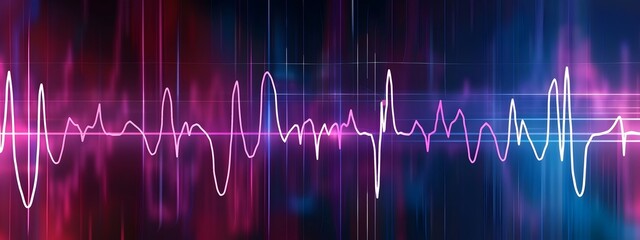 Poster - Electrocardiogram ECG Wave Patterns Digital of Heartbeat Rhythm and Cardiovascular Data