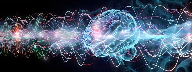Poster - Vibrant Neural Activity A Captivating Visualization of the Brain s Electrical Impulses