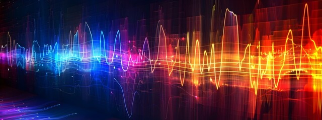 Poster - Power Spectrum of a Digital Signal Visualized in Vibrant Colorful Waveform