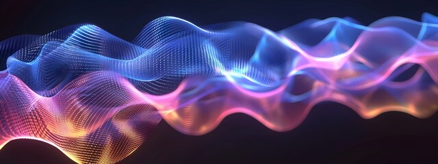 Poster - cross correlation function vibrant 3d render of wave patterns and connections