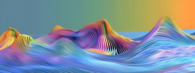 Poster - Stunning 3D Rendered Waves Dispersion Curve   Colorful Abstract Digital Art Landscape Background