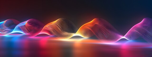 Poster - Mesmerizing 3D Rendered Wave Dispersion Spectrum with Glowing Curves and Vibrant Colors
